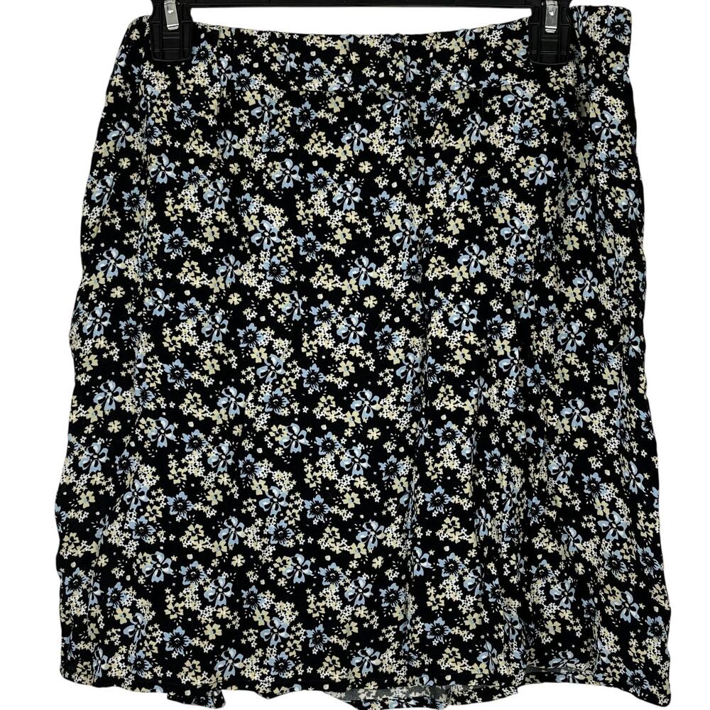 Mudo FTS64 Skirt Short Black Floral Lightweight Flowy Womens Size Large